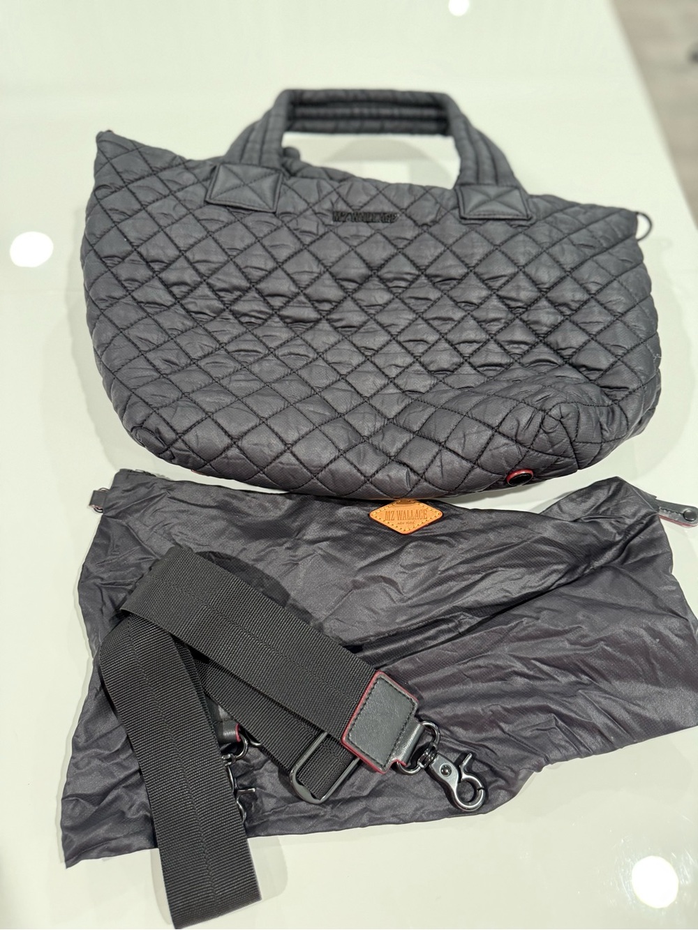 MZ Wallace Quilted Black Metro Tote Deluxe Crossbody Bag with Detachable Strap - Picture 8 of 16